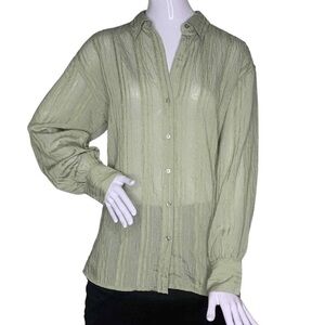 Banana Republic Sage Green Sheer Shirt Long Sleeve Size XL Button Down